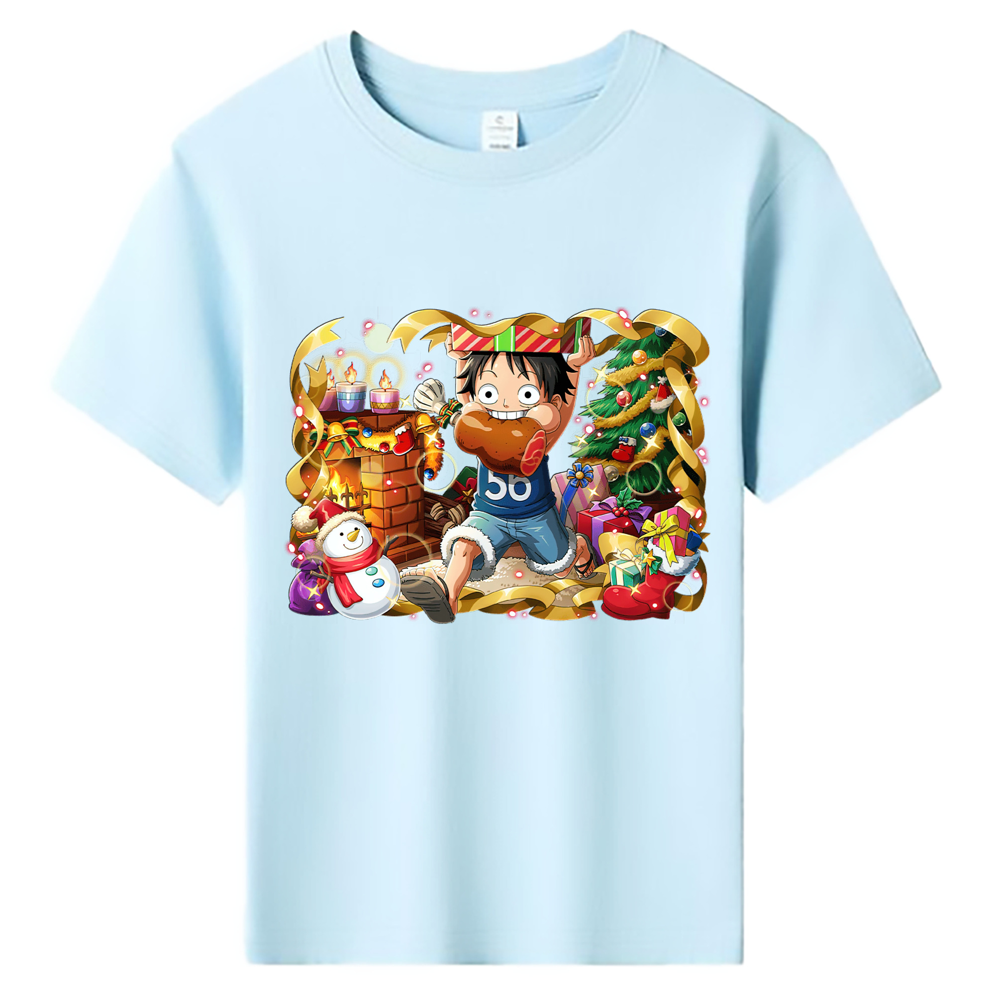 ワンピース モンキー・D・ルフィ ONE PIECE Monkey D. Luffy 綿100％キッズTシャツ（フロントプリント）